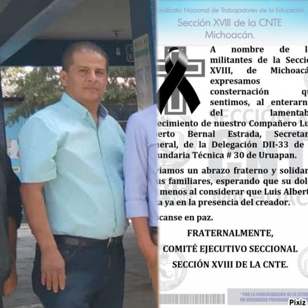 Maestro de la ETI 30 y líder sindical, el asesinado en la Calzada La Fuente