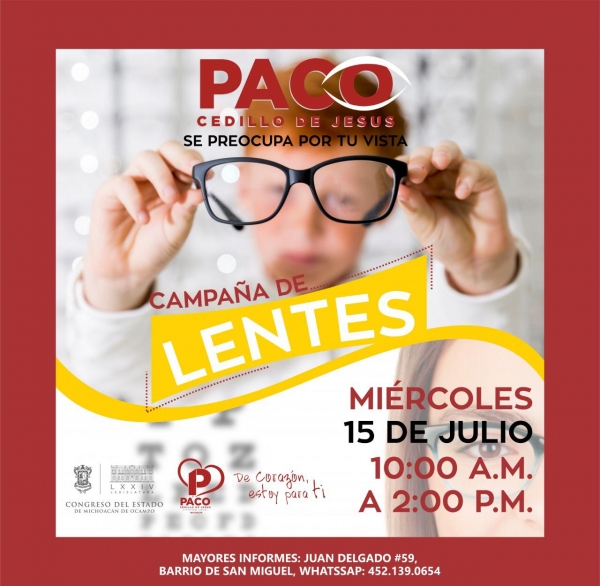 Jornada de salud visual el 15 de julio, en la Casa Enlace de Paco Cedillo