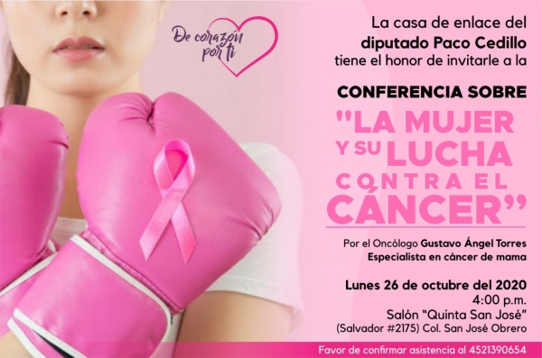 Invita Paco Cedillo a la conferencia: La Mujer y su Lucha Contra el Cáncer