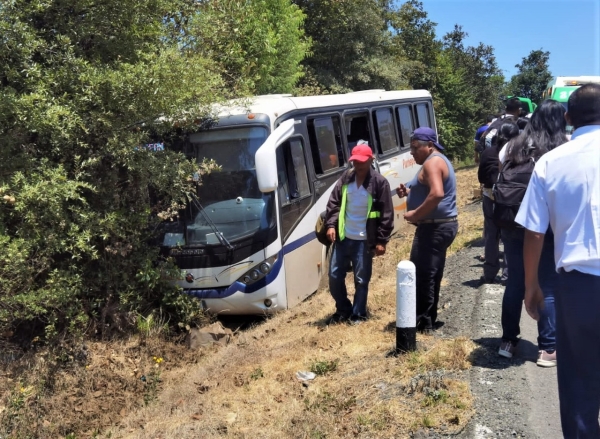Autobús Purhépechas se  salió de la carretera, rumbo a Paracho