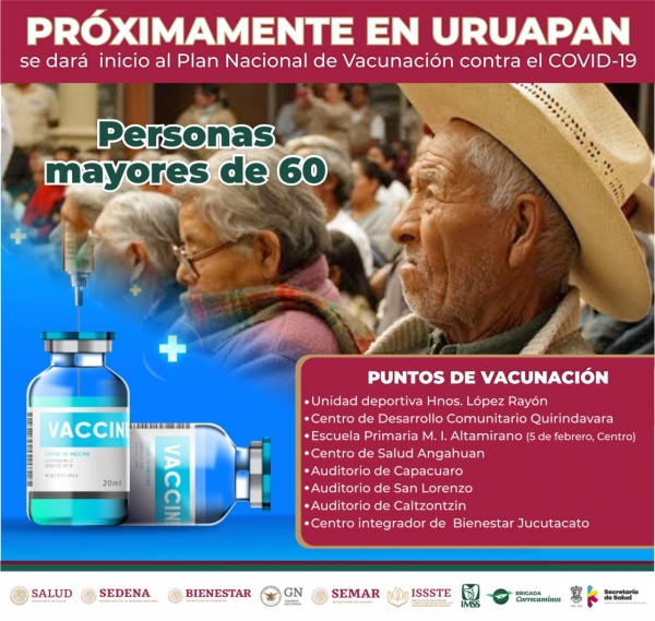 Inicia en Uruapan Plan Nacional de Vacunación contra COVID-19 este martes: Casimiro Méndez