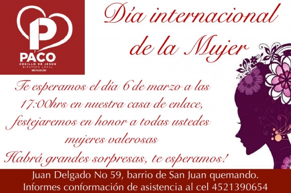 Invitación a todas las mujeres de la región Uruapan este 6 de marzo