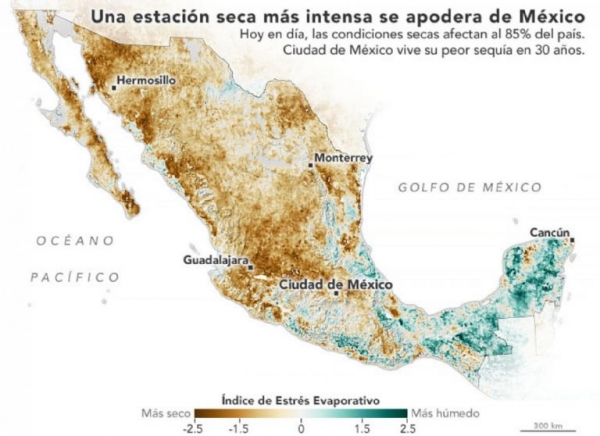 NASA: México vive una de sus peores sequías en décadas