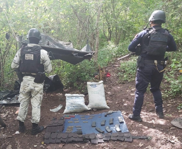 Desmantelan SSP y GN un narcocampamento, en Tiquicheo