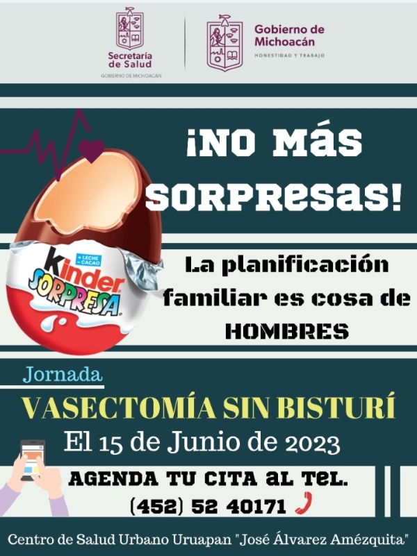 15 de junio Jornada de Vasectomía sin Bisturí gratuita en Uruapan