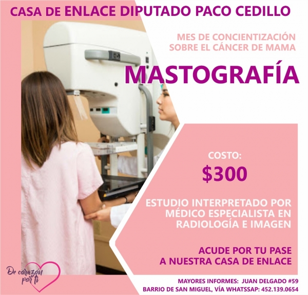 Ofrecen estudio de mastografía a bajo costo en la Casa Enlace de Paco Cedillo, legislador uruapense