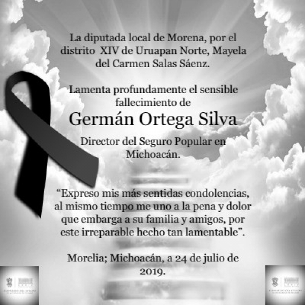 La diputada local Mayela Salas, lamenta el fallecimiento del director del Seguro Popular en Michoacán